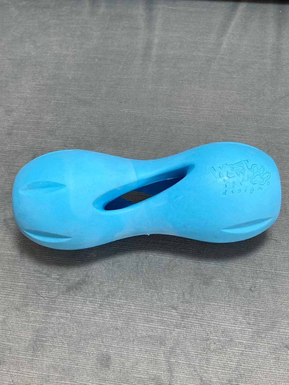 West Paw tough treat dispensing puzzle toy, Blue Durable Dog Chew & Fetch Toy